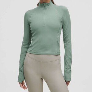 Lululemon Its Rulu Ribbed Cropped Half Zip *Updated Crater Blue